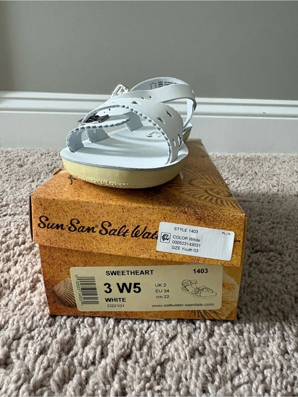 Sweetheart Kids White Buckle Sandal